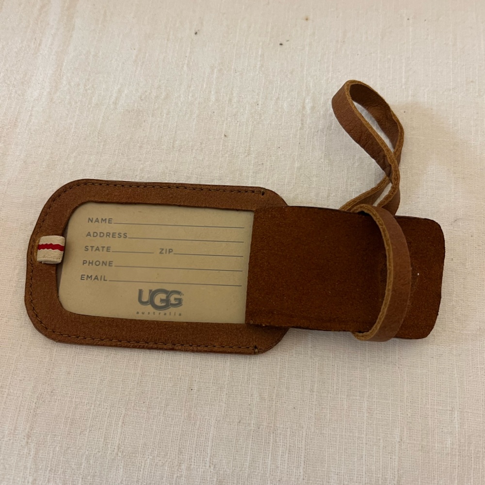 Ugg leather luggage tag.